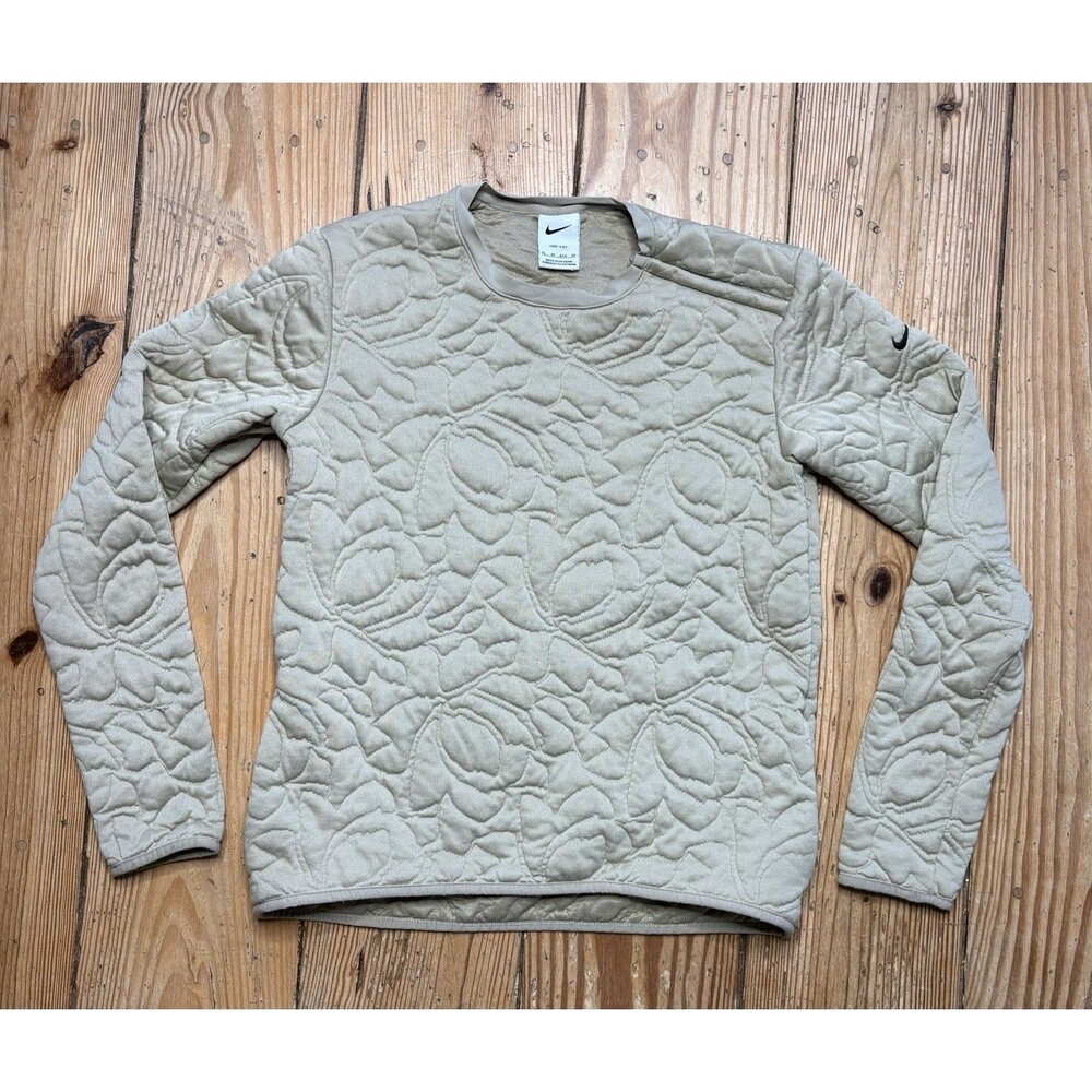 Nike Golf Dri Fit Quilted Floral Crewneck Sweatshirt Women XS Tan DO6790-250